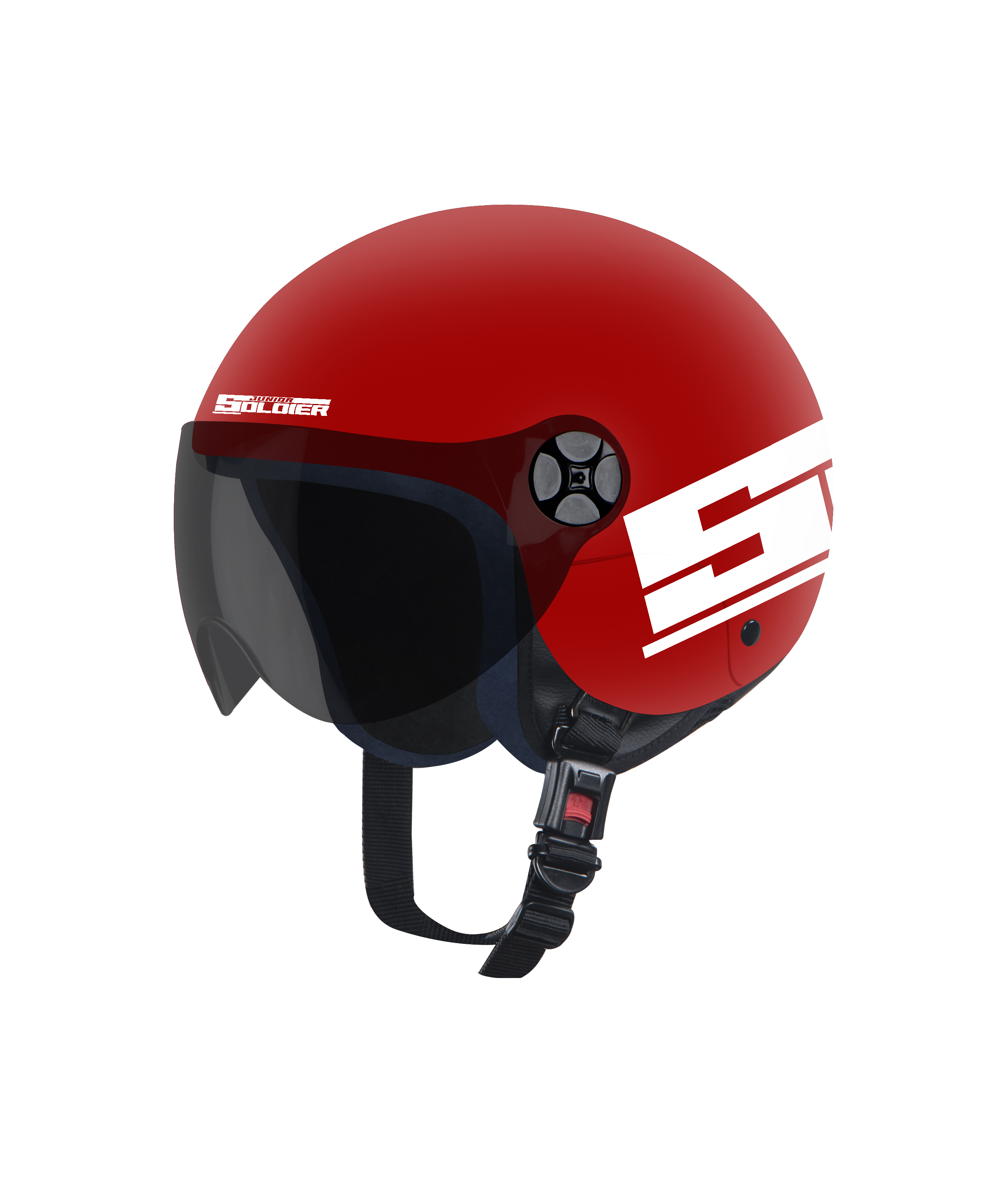 SBH-16 JUNIOR SOLDIER Dashing Red With White For Kids (With Extra Free Clear Visor)